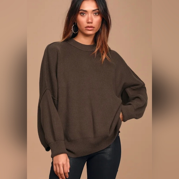 Free People Sweaters - Free People Easy Street Brown Oversized Tunic Sweater Size XS